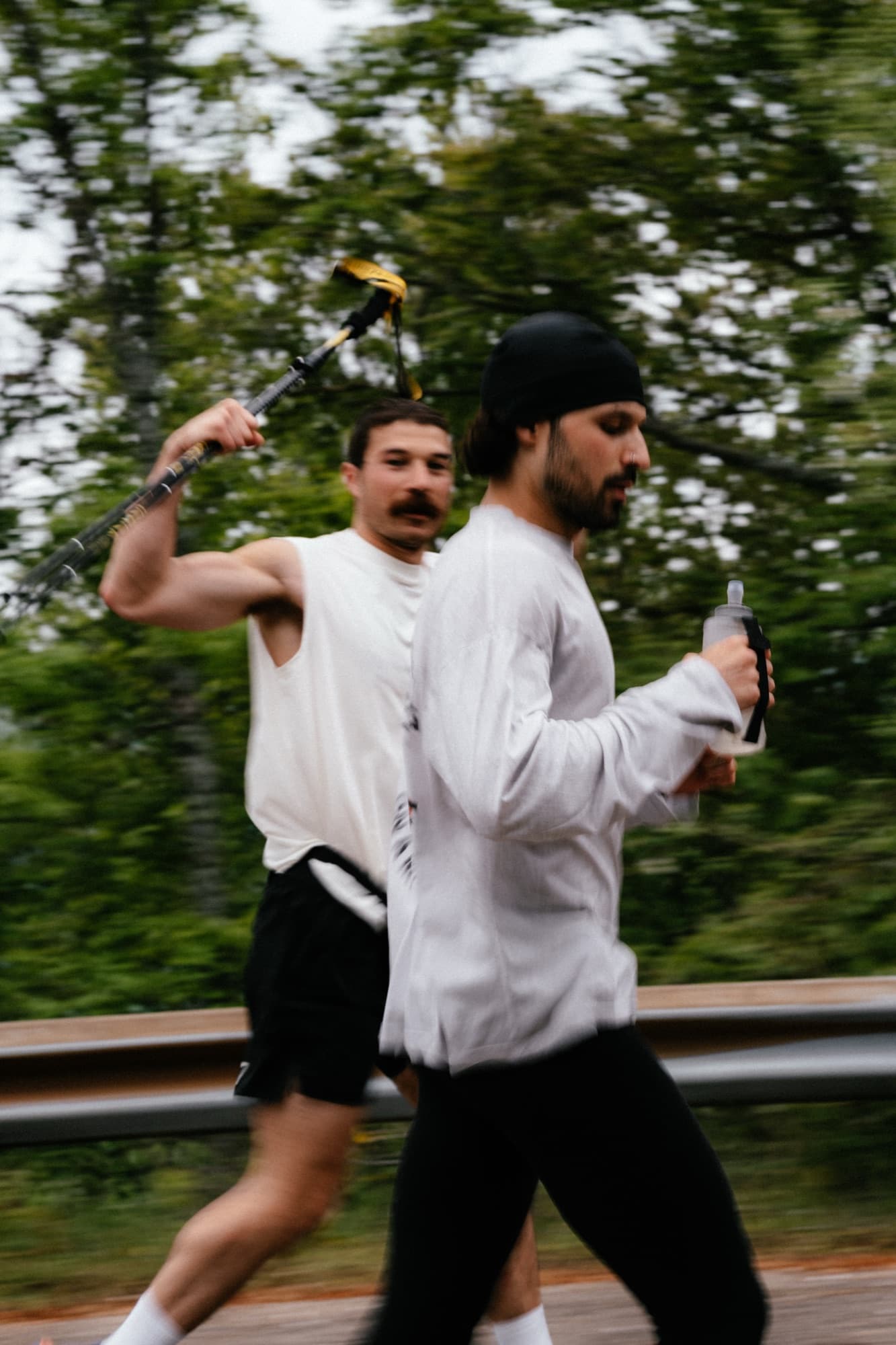 Lucas and his brother on a training run